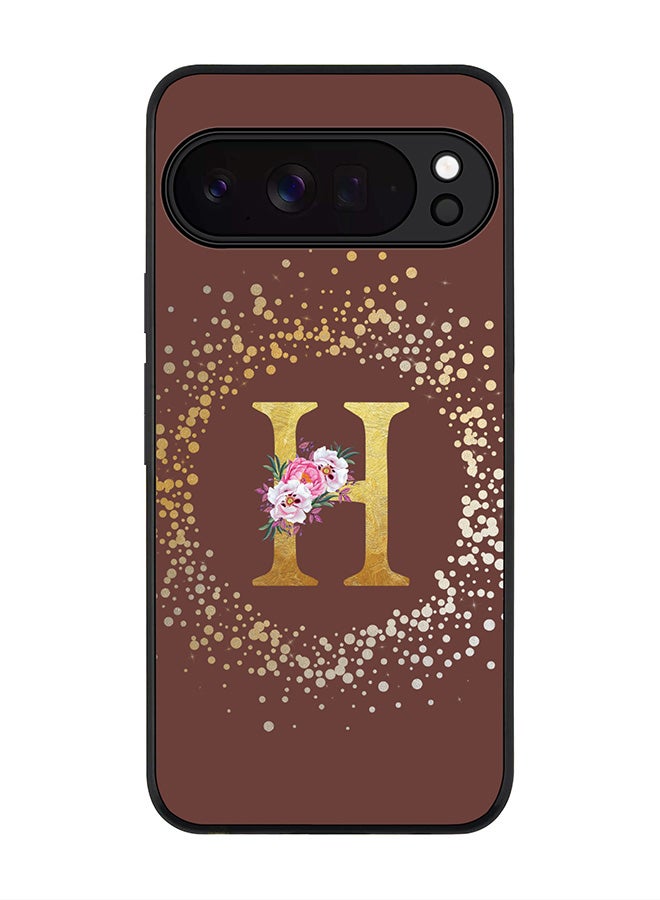 For Google Pixel 10 Pro Case,Slim fit Camera Protection, Shockproof Thin Phone cover  - Custom Monogram Floral - H  (Brown )